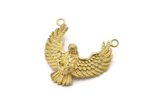 Brass Eagle Charm, 2 Raw Brass Eagle Pendants With 2 Loops (28x17mm) SY0066
