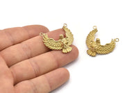 Brass Eagle Charm, 2 Raw Brass Eagle Pendants With 2 Loops (28x17mm) SY0066