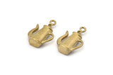 Brass Teapot Charm, 6 Raw Brass Teapot Charms With 1 Loop, Findings (18x11mm) SY0035