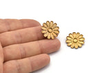 Brass Daisy Charm, 4 Raw Brass Flower Charms With 1 Loop (21mm) SY0039
