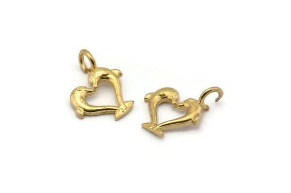 Brass Heart Charm, 10 Raw Brass Heart Charms With 1 Loop, Findings (12x10mm) SY0060