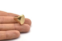Brass Oval Ring, 4 Raw Brass Oval Shaped Adjustable Ring Settings, Stamping Oval Ring Base (17mm) SY0073