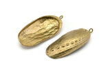 Brass Shell Charm, Raw Brass Sea Shell Charm With 1 Loop (52x24mm) SY0075