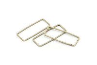 Silver Rectangle Connector, 12 Antique Silver Plated Brass Rectangle Connectors (11.4x30.2x1mm) D0220 H0656