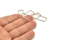 Silver Rectangle Connector, 12 Antique Silver Plated Brass Rectangle Connectors (11.4x30.2x1mm) D0220 H0656