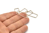 Silver Rectangle Connector, 12 Antique Silver Plated Brass Rectangle Connectors (11.4x30.2x1mm) D0220 H0656