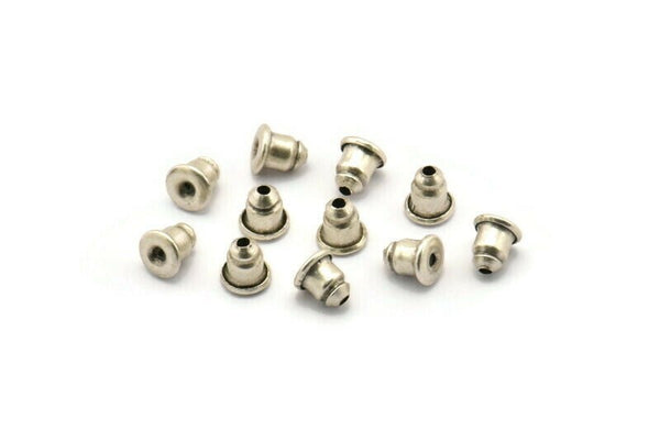 Earring Back Stopper, 50 Antique Silver Plated Brass Earring Back Stopper, Earnest (5x5mm) A0321 H0487
