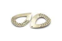 Silver Drop Charm, 6 Antique Silver Plated Brass Drop Charms With 1 Hole, Pendants, Findings (32x24.5x0.60mm) D1032 H1122
