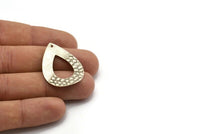 Silver Drop Charm, 6 Antique Silver Plated Brass Drop Charms With 1 Hole, Pendants, Findings (32x24.5x0.60mm) D1032 H1122