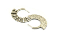 Geometric Earring Findings, 2 Antique Silver Plated Brass Semi Circle Textured Earring Findings (44x34x1.8mm) BS 2059 H0563