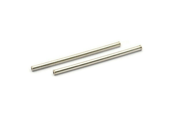 Silver Copper Tube, 10 Antique Silver Plated Copper Long Tubes (2.5x50mm) D0337