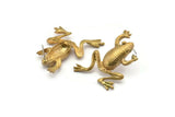 Brass Frog Earring, 2 Raw Brass Frog Stud Earrings, Findings (39x26x5mm) SY0071