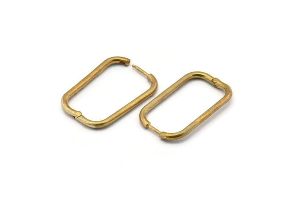 Brass Rectangle Earring, 2 Raw Brass Rectangle Stud Earrings (33x20x2mm) SY0148