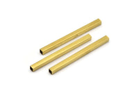 Geometric Tube Beads, 24 Raw Brass Square Tubes (40x3x3mm) Sq01 Brc284