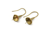 Brass Ear Wires, Earring Hooks, 2 Raw Brass Earring Setting, Findings (30mm) (b0063)