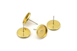 Iron Post Brass Pad, 50 Earring Posts With Raw Brass 12mm Pad, Ear Studs Bs-1271