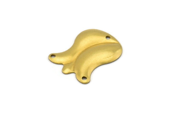 Brass Tulip Charm, 20 Raw Brass Tulip Charms With 3 Holes (22x17mm) D0213--c042