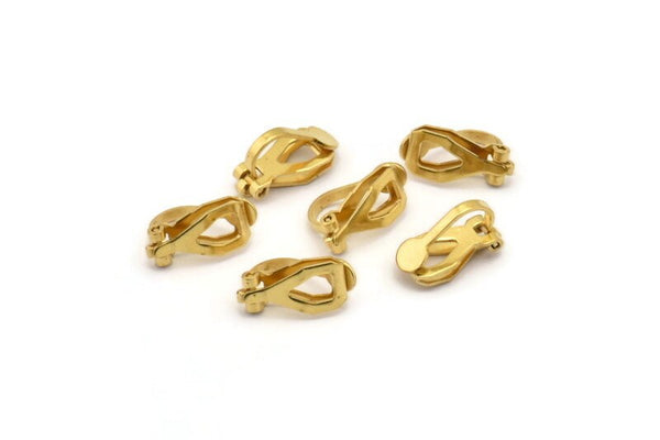 Brass Earring Clasps, 50 Raw Brass Earring Clasps (12mm) 4mm Pad D0403-  C071
