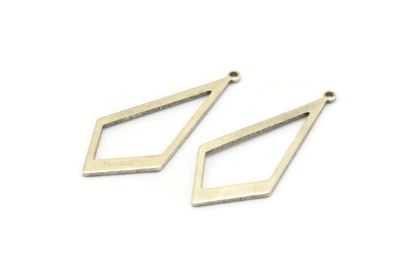 Silver Diamond Charm, 12 Antique Silver Plated Brass Rhombus Charms With 1 Loop, Earrings, Findings (31x14x0.80mm) D1138 H1141