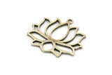Lotus Flower Charm, 2 Antique Silver Plated Brass Hammered Lotus Flower Textured Pendants With 1 Loop (35x31x1.5mm) BS 1919 H0865