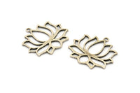 Lotus Flower Charm, 2 Antique Silver Plated Brass Hammered Lotus Flower Textured Pendants With 1 Loop (35x31x1.5mm) BS 1919 H0865