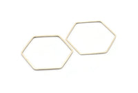 Hexagon Ring Charm, 6 Antique Silver Plated Brass Hexagon Shaped Ring Charms (40x1x1.10mm) E300 H0574
