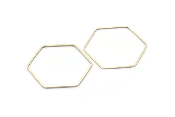 Hexagon Ring Charm, 6 Antique Silver Plated Brass Hexagon Shaped Ring Charms (40x1x1.10mm) E300 H0574