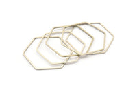 Hexagon Ring Charm, 6 Antique Silver Plated Brass Hexagon Shaped Ring Charms (40x1x1.10mm) E300 H0574