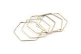 Hexagon Ring Charm, 6 Antique Silver Plated Brass Hexagon Shaped Ring Charms (40x1x1.10mm) E300 H0574