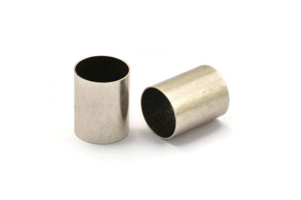 Silver Tube Beads, 6 Antique Silver Plated Brass Tubes (20x25mm) Bs 1493 H1324