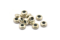 Silver Bead Keeper, 12 Antique Silver Plated Brass Bead Keeper, Silicone And Brass, Rondelle (9.5x4.3mm) BS 1741 H0088