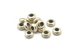 Silver Bead Keeper, 12 Antique Silver Plated Brass Bead Keeper, Silicone And Brass, Rondelle (9.5x4.3mm) BS 1741 H0088