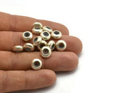 Silver Bead Keeper, 12 Antique Silver Plated Brass Bead Keeper, Silicone And Brass, Rondelle (9.5x4.3mm) BS 1741 H0088