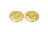 Brass Smiley Charm, 15 Raw Brass Smiley Charms (18.5x0.70mm) Brc252--r045