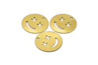 Brass Smiley Charm, 15 Raw Brass Smiley Charms (18.5x0.70mm) Brc252--r045