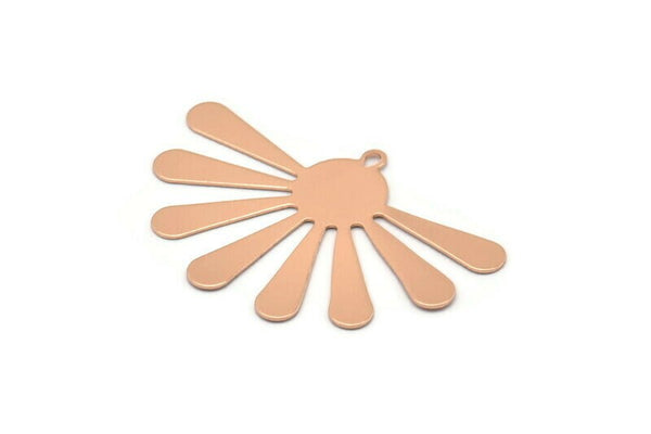Rose Gold Sun Charm, 2 Rose Gold Plated Brass Sun Charms With 1 Loop, Findings, Earrings (44x29x0.50mm) D969 Q0907