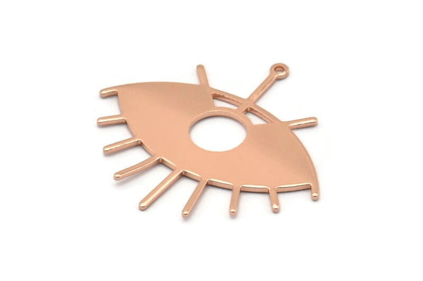 Rose Gold Eye Charm, Rose Gold Plated Brass Eye Charms With 1 Loop, Pendants, Earrings (43x39x1mm) D1176 Q0884