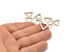 Silver Triangle Charm - 6 Antique Silver Plated Brass Triangles (17x2mm) D0017 H0638