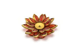 Red Lucite And Brass Frame Caged Chrysanthemum Flatback Setting With 10 Mm Cabochon Base -  40Mm B-20