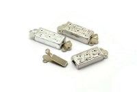 Brass Pearl Clasp, 6 Vintage Brass Pearl Clasps (25x7mm) B-14