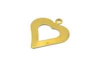 Brass Stamping Blank, 4 Raw Brass Heart Stamping Blank  (35x30x0.80mm)   D0188--Y348 Y092