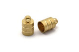 Brass End Cap, 12 Raw Brass End Cap ,  Cord Tip , 6mm Cord End - (7x11mm) Cap1  b0019