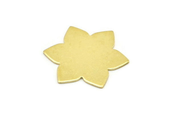 Brass Flower Blank, 6 Raw Brass Flower Blanks, Stamping Blanks (28x25x0.80mm) M02532