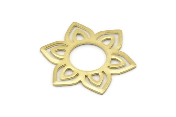 Brass Flower Blank, 6 Raw Brass Flower Blanks, Stamping Blanks (28x25x0.80mm) M02539