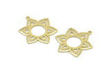 Brass Flower Charm, 6 Raw Brass Flower Charms With 1 Loop, Stamping Blanks (31x25x0.80mm) M02541