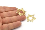 Brass Flower Charm, 6 Raw Brass Flower Charms With 1 Loop, Stamping Blanks (31x25x0.80mm) M02541