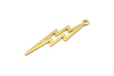 Brass Lightning Charm, 24 Textured Raw Brass, Brass Lightning Charms With 1 Loop (34x8x0.80mm) M02560