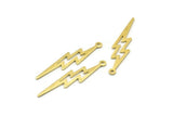 Brass Lightning Charm, 24 Textured Raw Brass, Brass Lightning Charms With 1 Loop (34x8x0.80mm) M02560