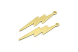 Brass Lightning Charm, 12 Textured Raw Brass, Brass Lightning Charms With 1 Loop (34x8x0.80mm) M02561