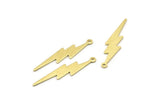 Brass Lightning Charm, 12 Textured Raw Brass, Brass Lightning Charms With 1 Loop (34x8x0.80mm) M02561
